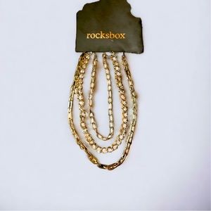 Rocksbox 3 Gold Chain Layered Necklace Set! 3 Seperate Chain Design